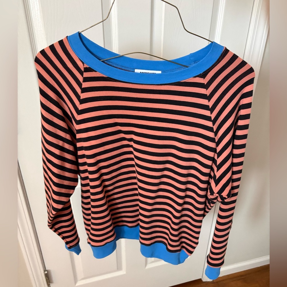 Daydreamer Black and Orange Striped Long Sleeve Tee